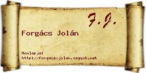 Forgács Jolán névjegykártya