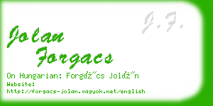 jolan forgacs business card